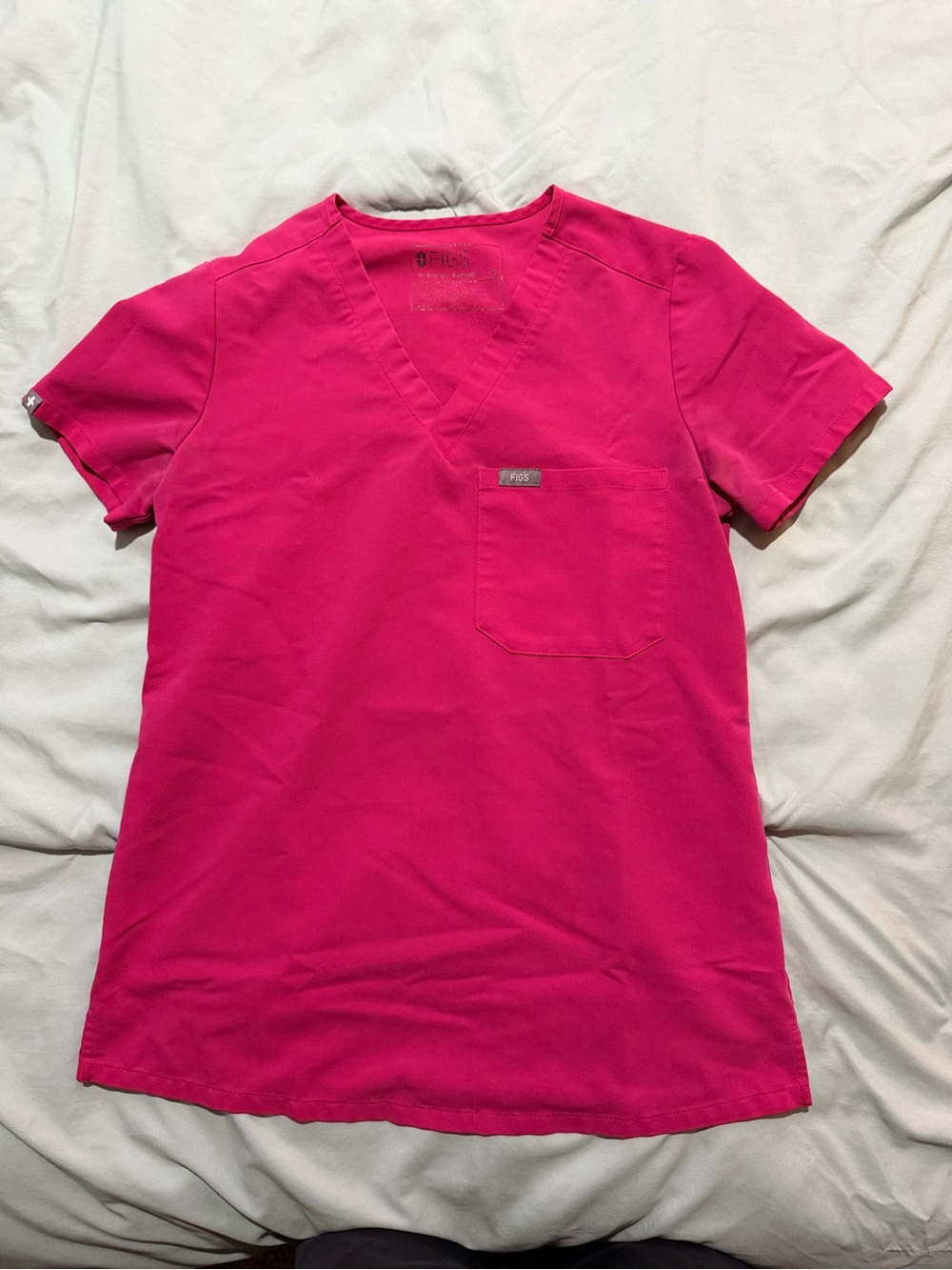 FIGS Scrub Top Shocking Pink XXS